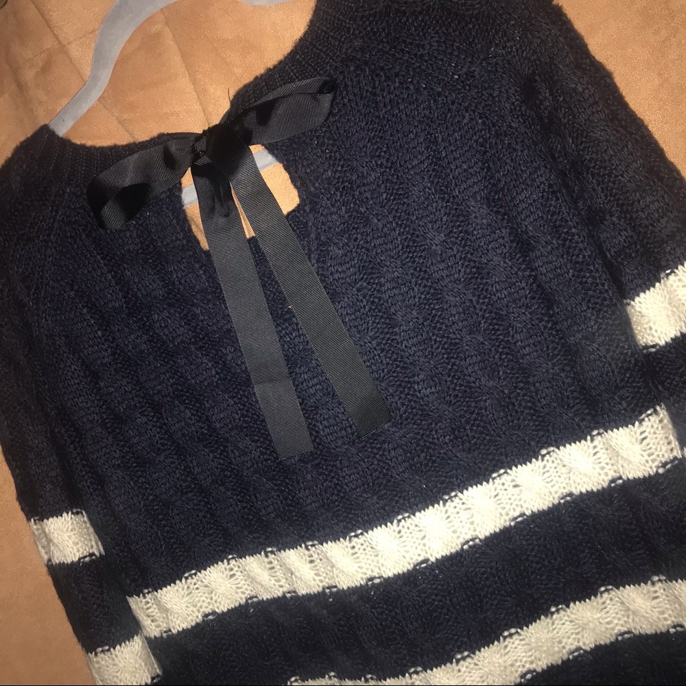 Charlotte Russe Crew Neck Striped Sweater Tunic